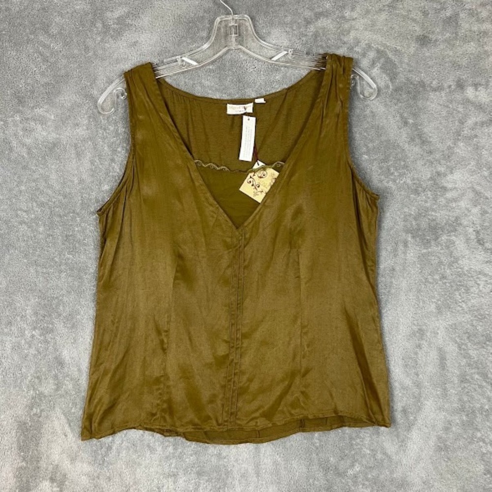 Vintage NWT Age of Love by Nataya Tank Top Womens M Olive Green Fairy